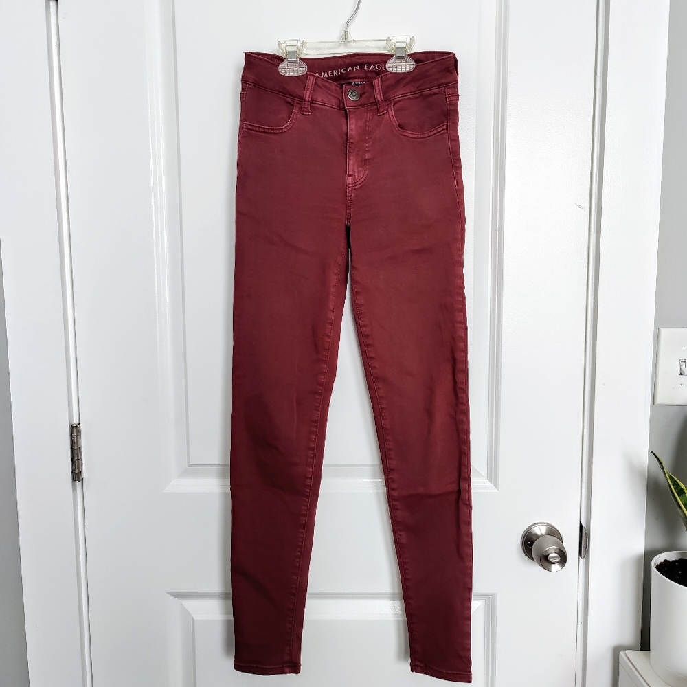 American Eagle high rise jeggings next level stretch red
